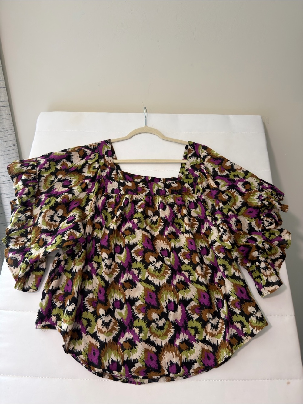 Terra Sky 100% Cotton Boho Hawaiian Fairy Vibe Ruffle Flutter Sleeve 2X - Picture 2 of 9